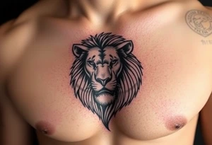 lion one one pec tattoo idea
