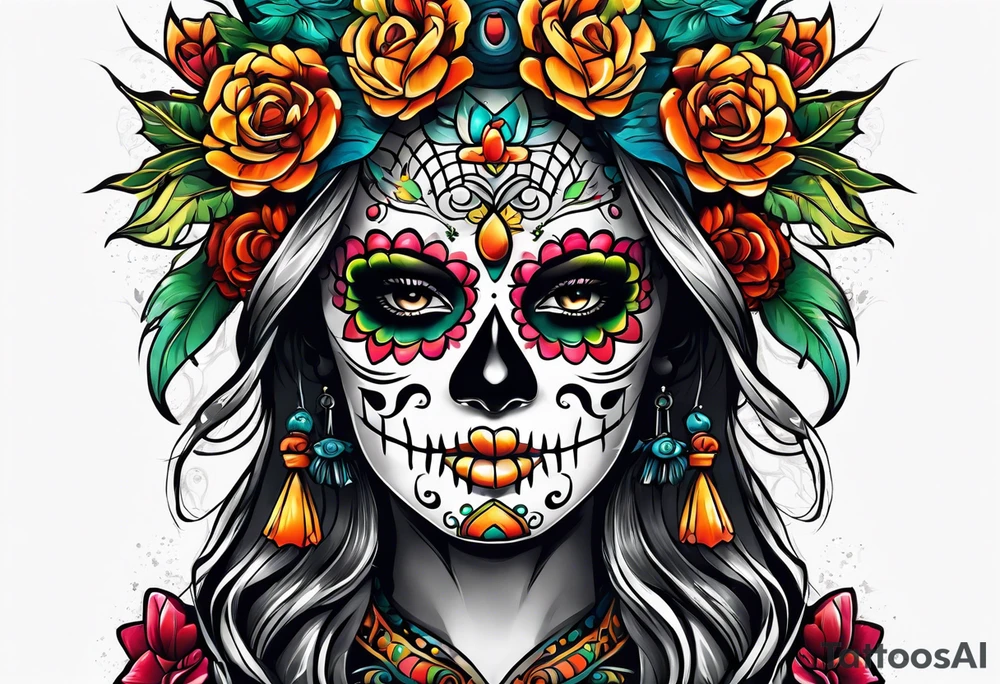Mexico day of dead , rectangle tattoo idea