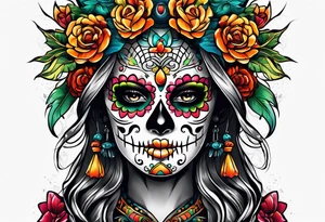 Mexico day of dead , rectangle tattoo idea