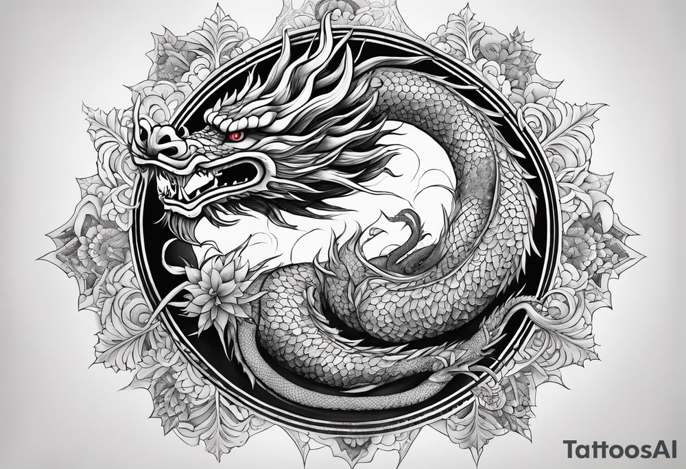 japanese dragon, celestial, cross, snowflake, tattoo idea