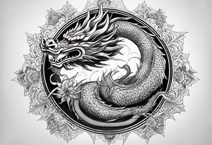 japanese dragon, celestial, cross, snowflake, tattoo idea