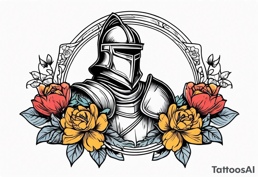 knight

old school vintage simple traditional design with vintage flowers surrounding
bold color simple tattoo idea