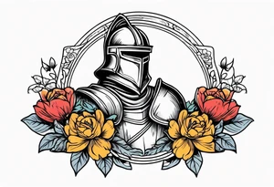 knight

old school vintage simple traditional design with vintage flowers surrounding
bold color simple tattoo idea