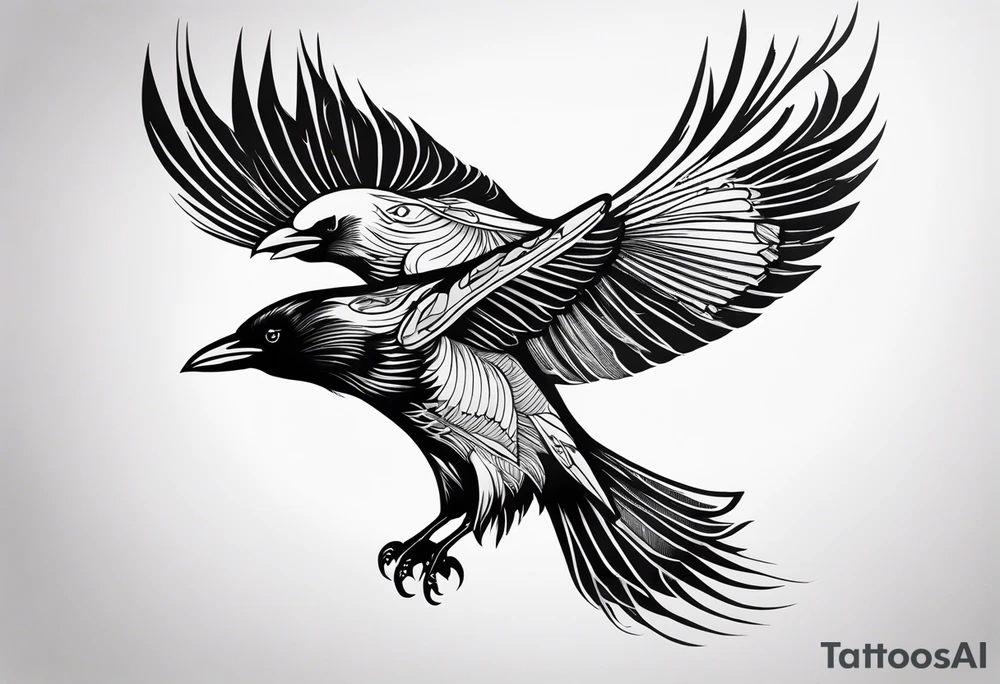 ravens in flight tattoo idea