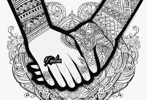 Image of hand and paw tattoo with Mikasa name tattoo idea
