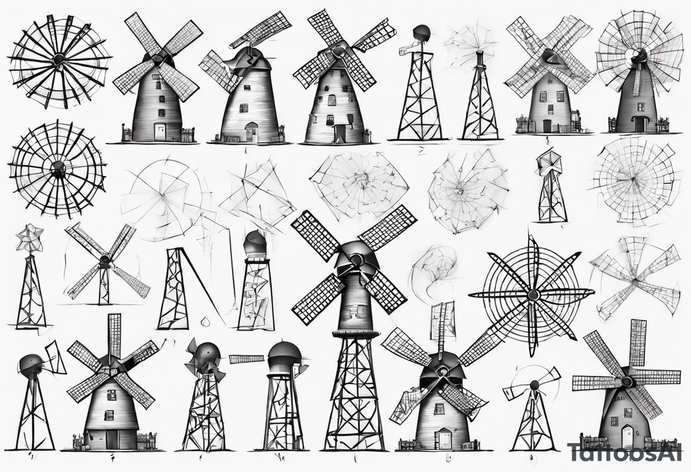 The mathematical dutch windmill graph from graph theory that is cute, with vertices and edges, not an actual wind tattoo idea