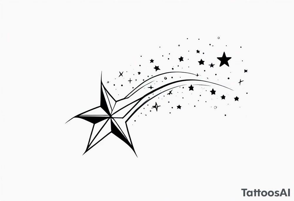 shooting star with a dna double helix path minimalist tattoo idea