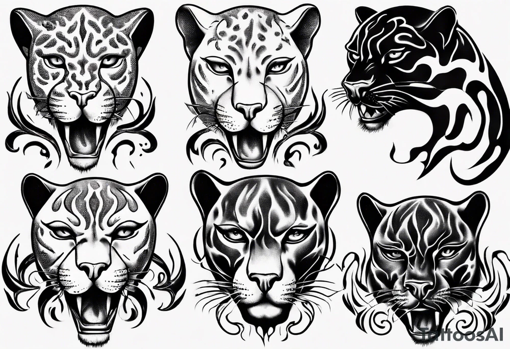 Panther with flames tattoo idea