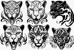 Panther with flames tattoo idea