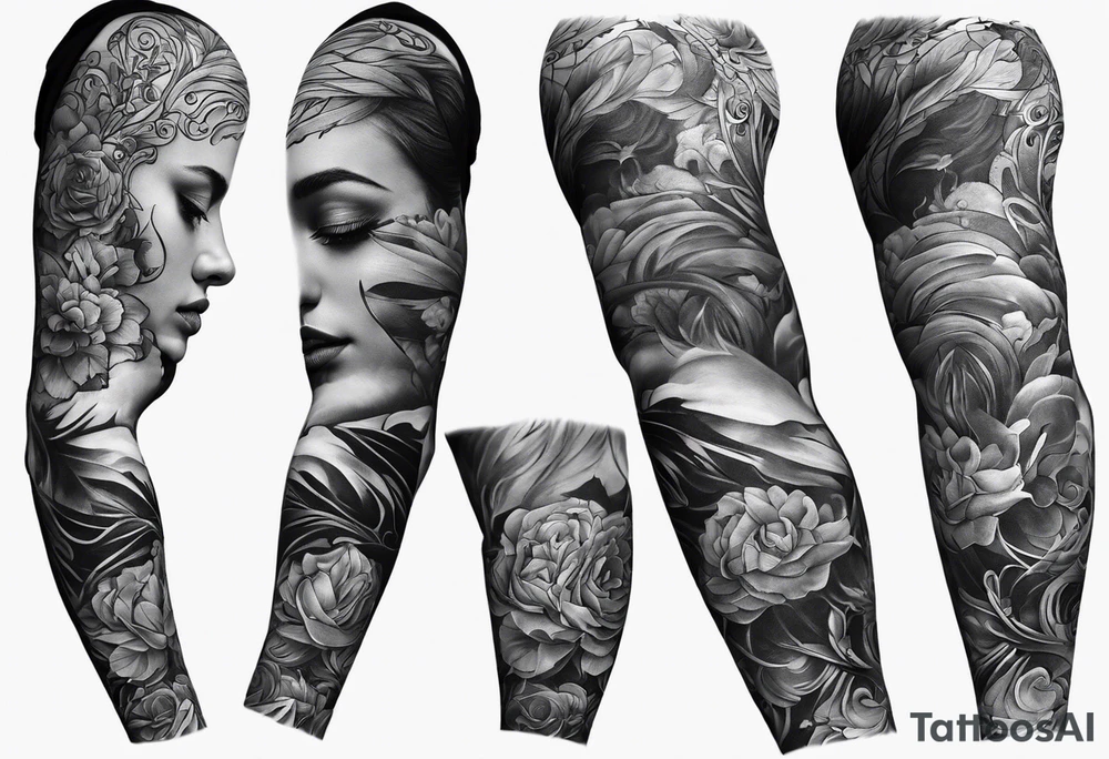 A tatto covering the arm from hand to shoulder based on Gustav Mahler's 5th symphony. tattoo idea