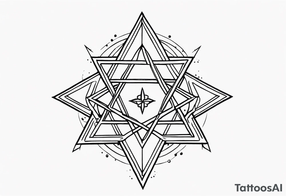 knee tattoo with unicursal hexagram from Thelema tattoo idea