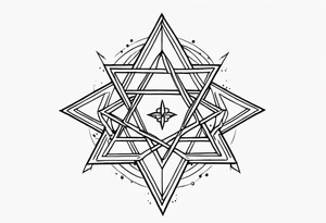 knee tattoo with unicursal hexagram from Thelema tattoo idea