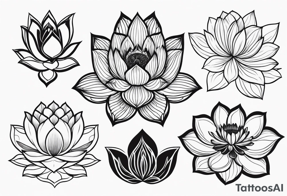 Variety of lotus flowers flash sheet tattoo idea