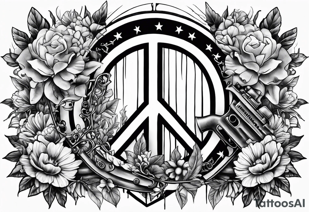 Anti war tattoo. Morphed. No peace sign, violence, flowers, rifles. tattoo idea