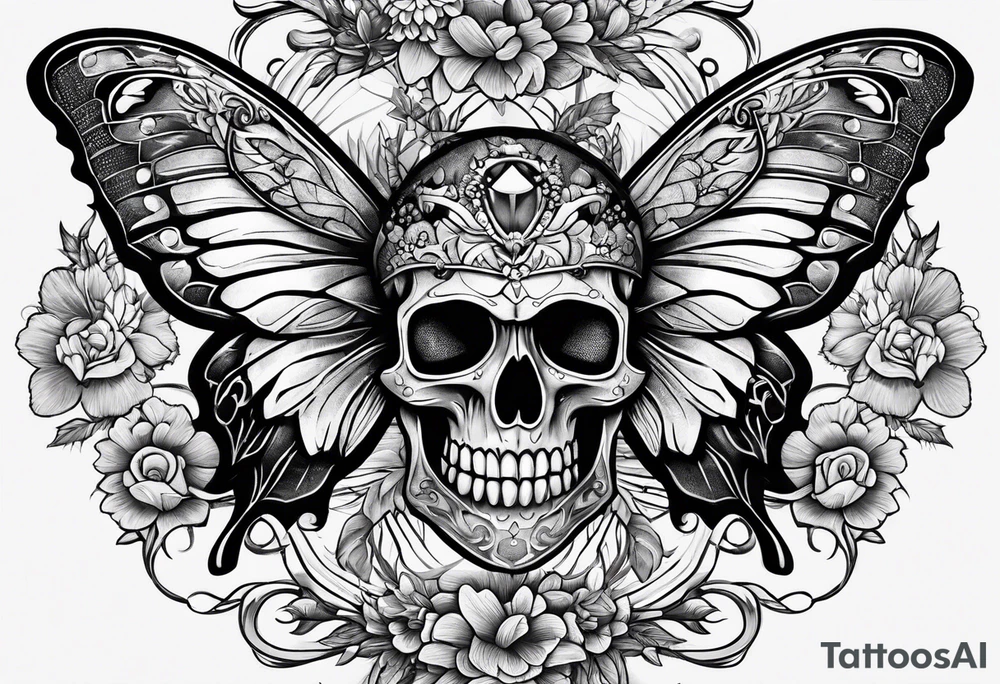 Moth with skull tattoo idea