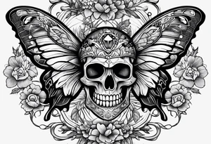 Moth with skull tattoo idea