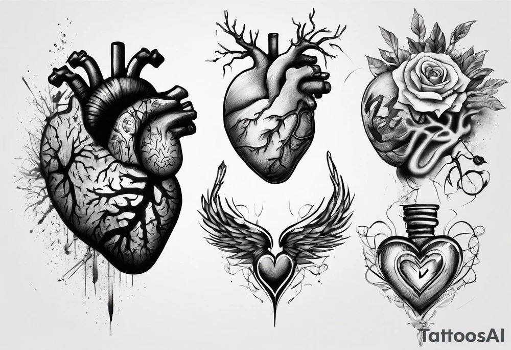 Converge human brain and human heart tattoo idea