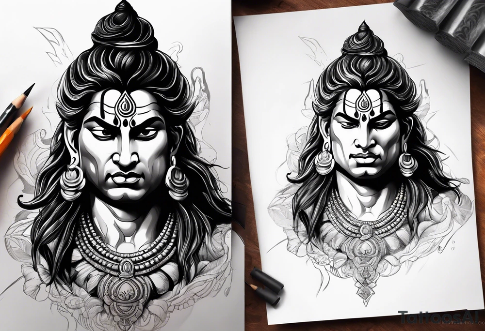 Lord Shiva in angry mood tattoo idea