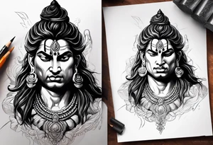 Lord Shiva in angry mood tattoo idea