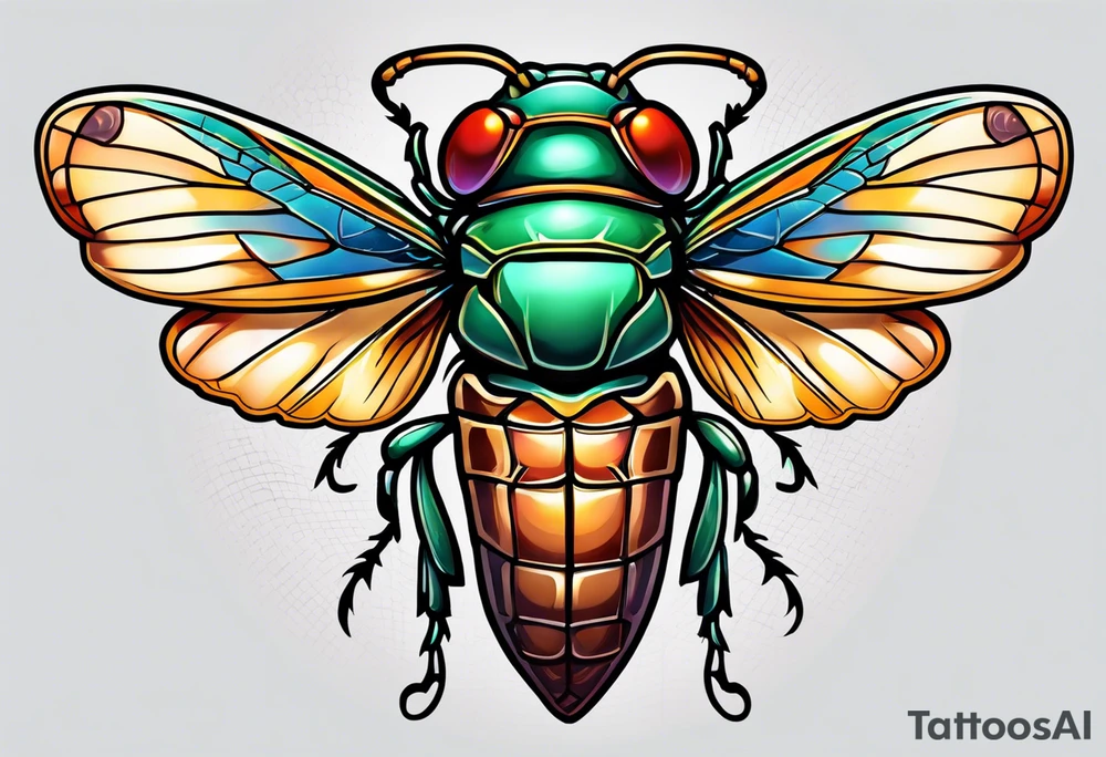 Neotraditional cicada tattoo idea
