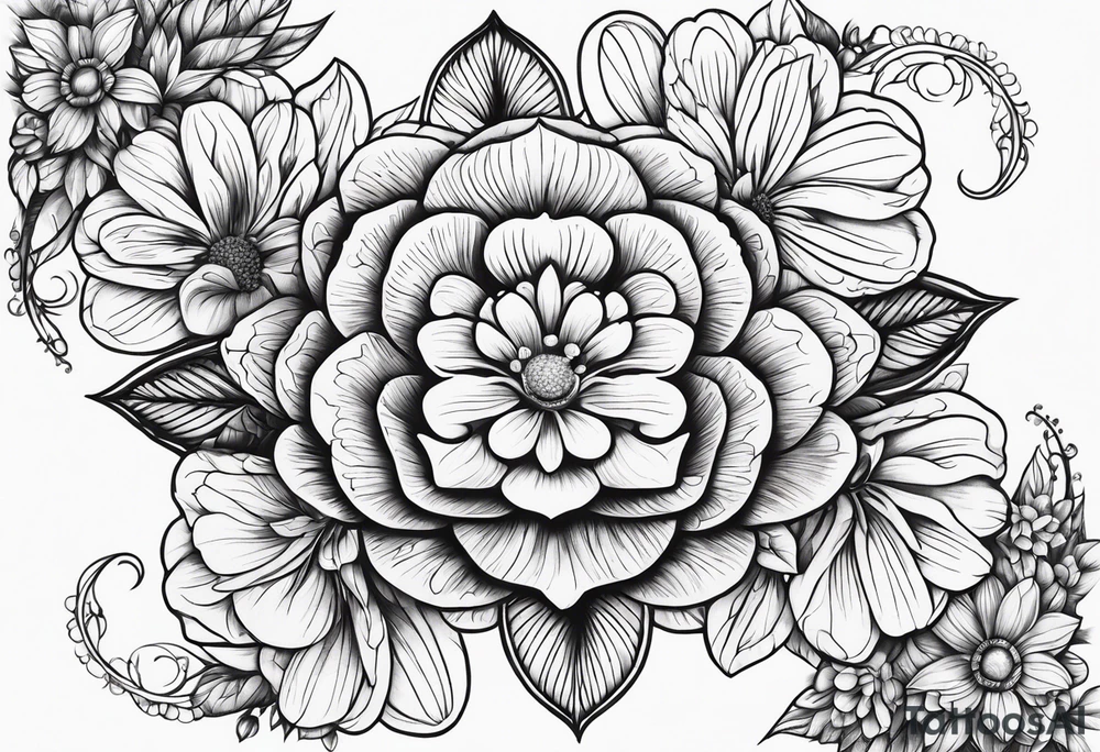 ornaments of flowers tattoo idea