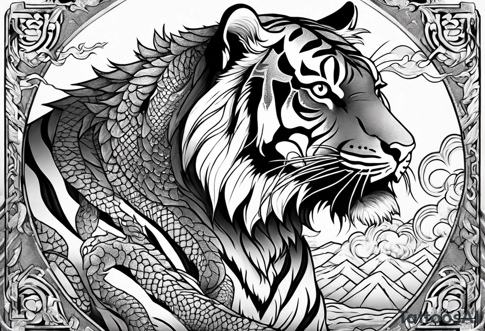 tiger , dragon tattoo idea