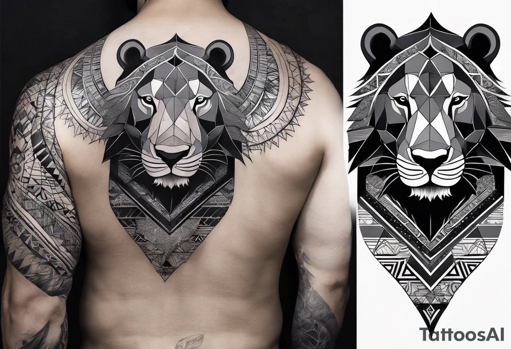 Very asymmetrical, +geometric pattern, with realistic full moon, with hippo at side look, +tribal, +geometric, +inkart , +blackwork, +grey scale, + sketch
with wintersweet flower bud, +inkart touch, +for men, detailed , combined favourite , superimposed lion fur tattoo idea