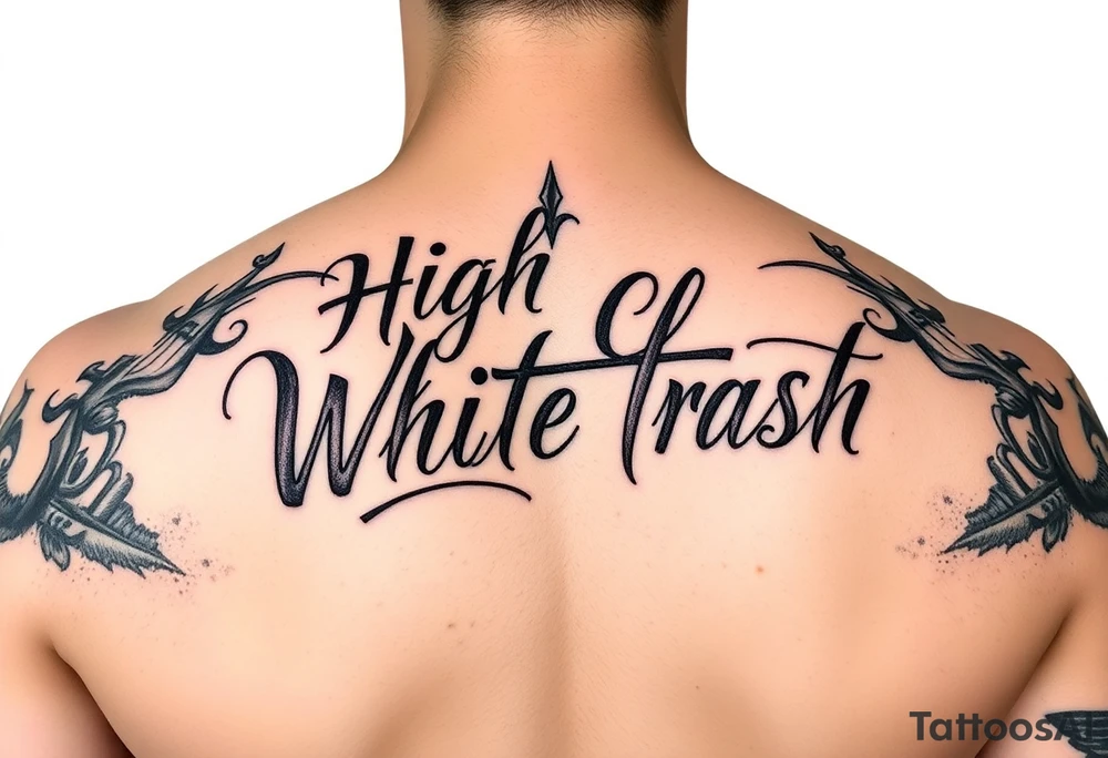 Script tattoo of High Class White Trash tattoo idea