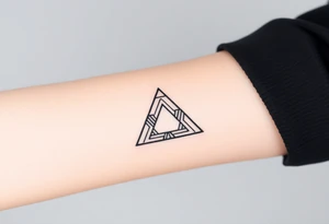 Geometric small triangle about different paths in life merge together and become stronger while being psychedelic and trippy make it fine thin lines tattoo idea
