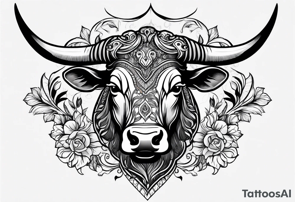Taurus head split down the middle vertically by an arrow tattoo idea Taurus head split down the middle vertically by an arrow tattoo idea