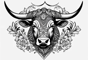 Taurus head split down the middle vertically by an arrow tattoo idea