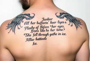 All her fuckin' lives
Flashed before her eyes
It feels like the time
She fell through the ice
Then came out alive tattoo idea