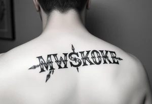 “MVSKOKE” shaded with Native American pattern tattoo idea