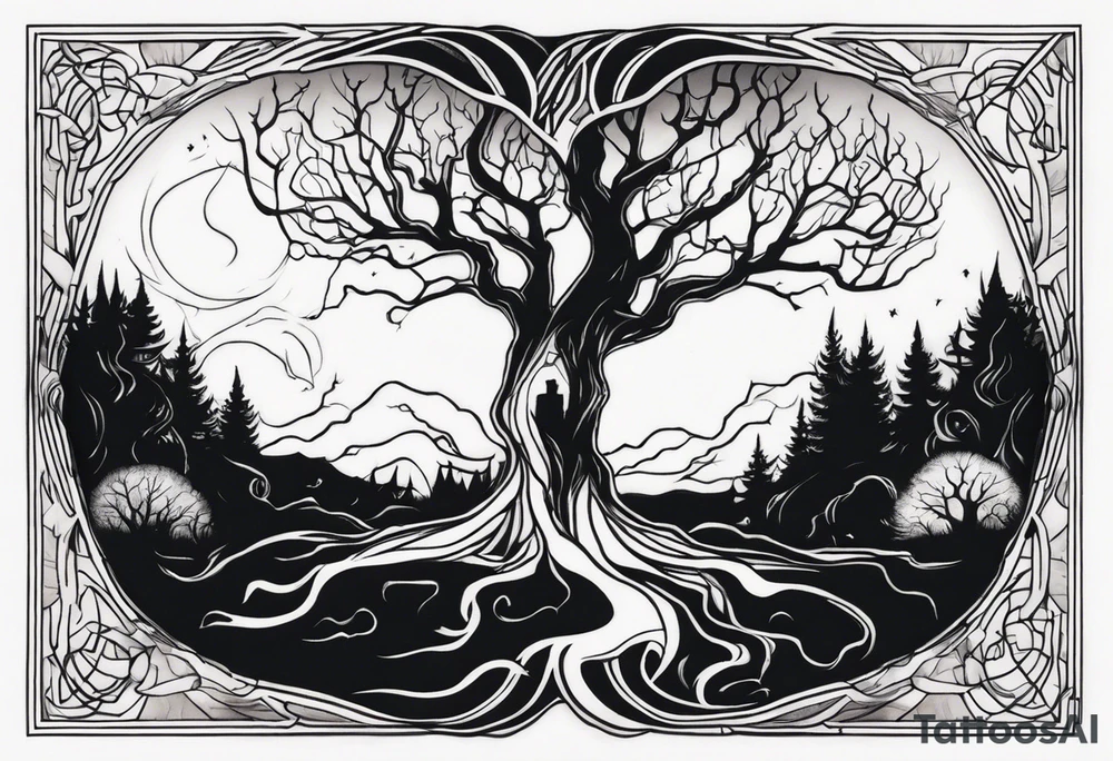 CREEPY TREE GHOST tattoo idea