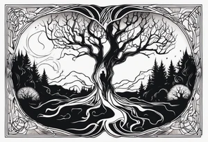 CREEPY TREE GHOST tattoo idea