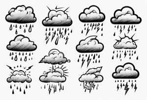 a cloud with rain and thunder tattoo idea
