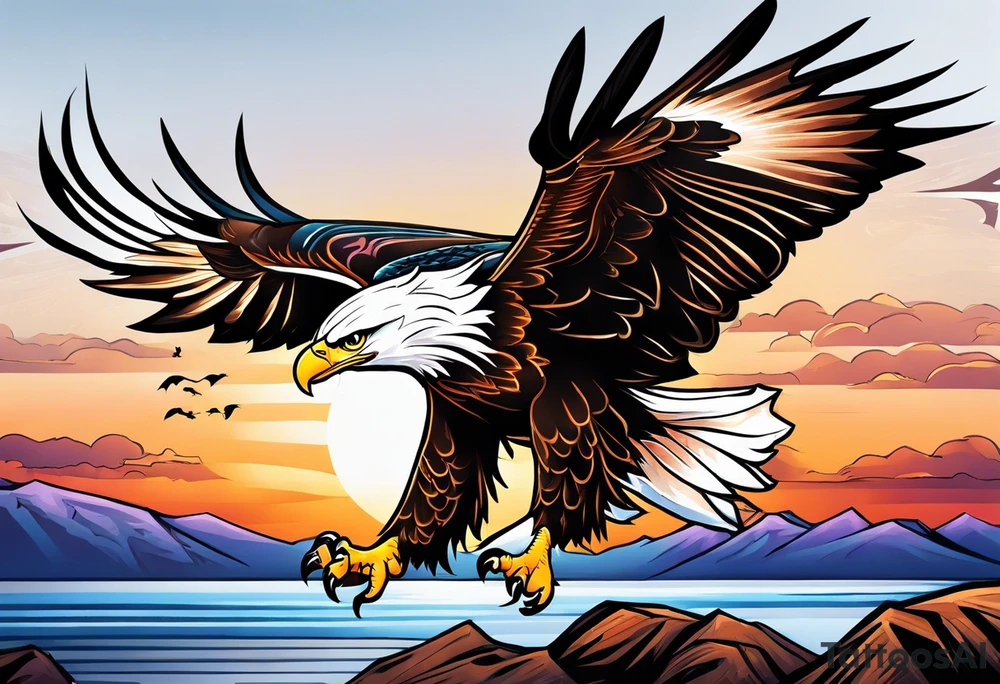 eagle landing tattoo idea