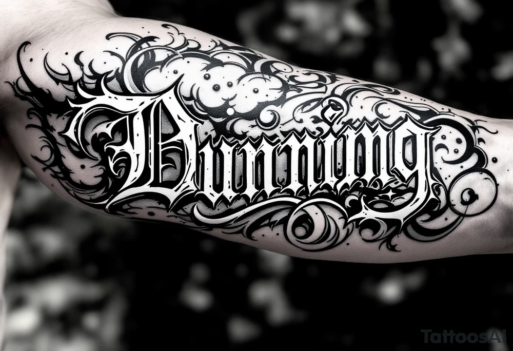 Dunning , Details include Old English Font, white space in name tattoo idea