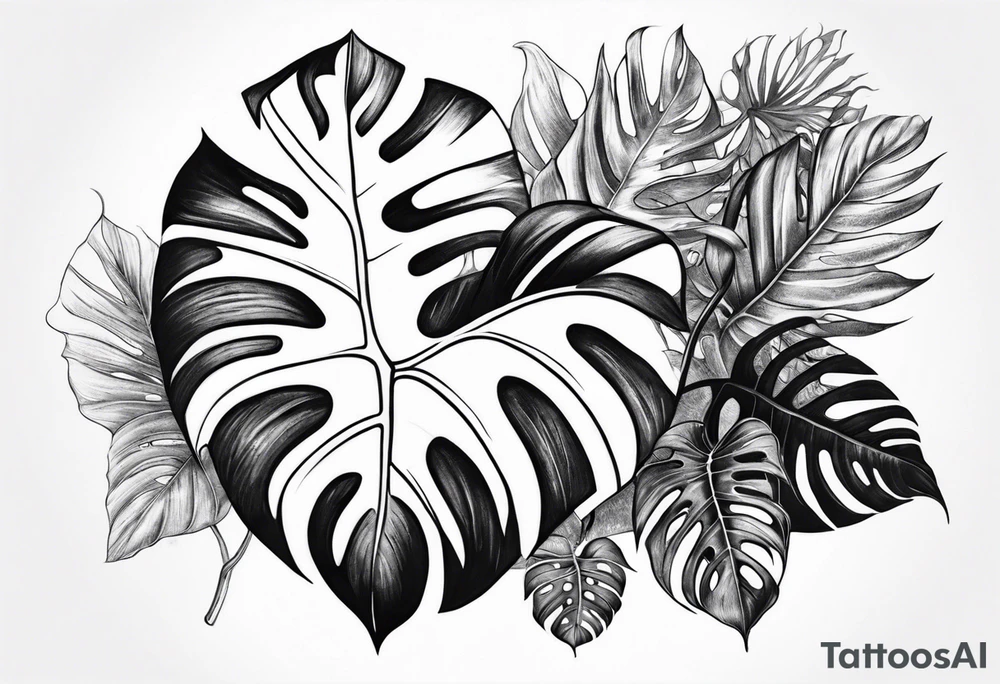 Monstera avec serpent dedans tattoo idea