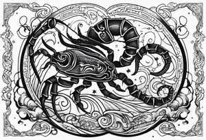 Scorpio zodiac sign with water element surrounding tattoo idea