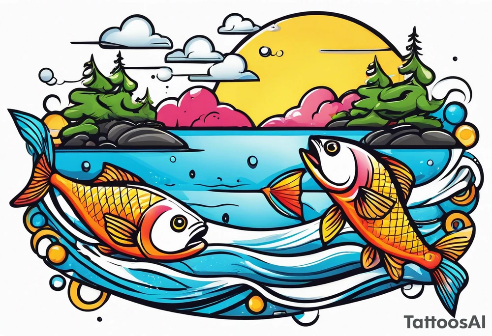 I wanted to say until we meet again with two people fishing tattoo idea