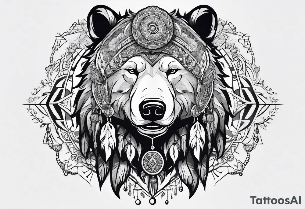 Snow bear shaman tattoo idea