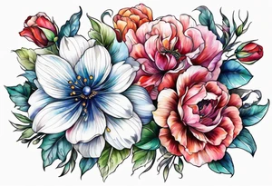 Flowers around the name Kieanna tattoo idea