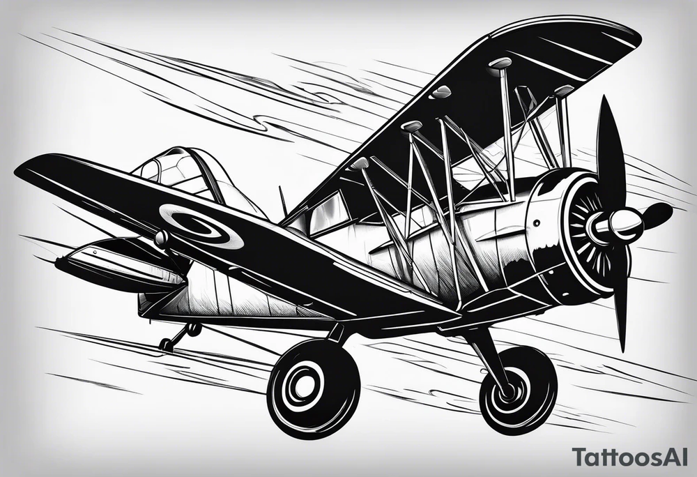 sketch of adventure plane in perspective from the bottom tattoo idea