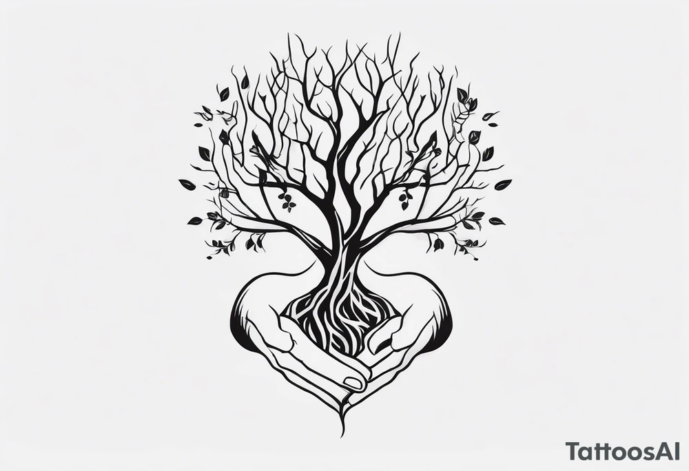 Hands morphing into roots tattoo idea
