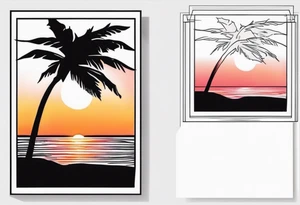 the outline of a polaroid-frame where the image of the picture is a sunset tattoo idea