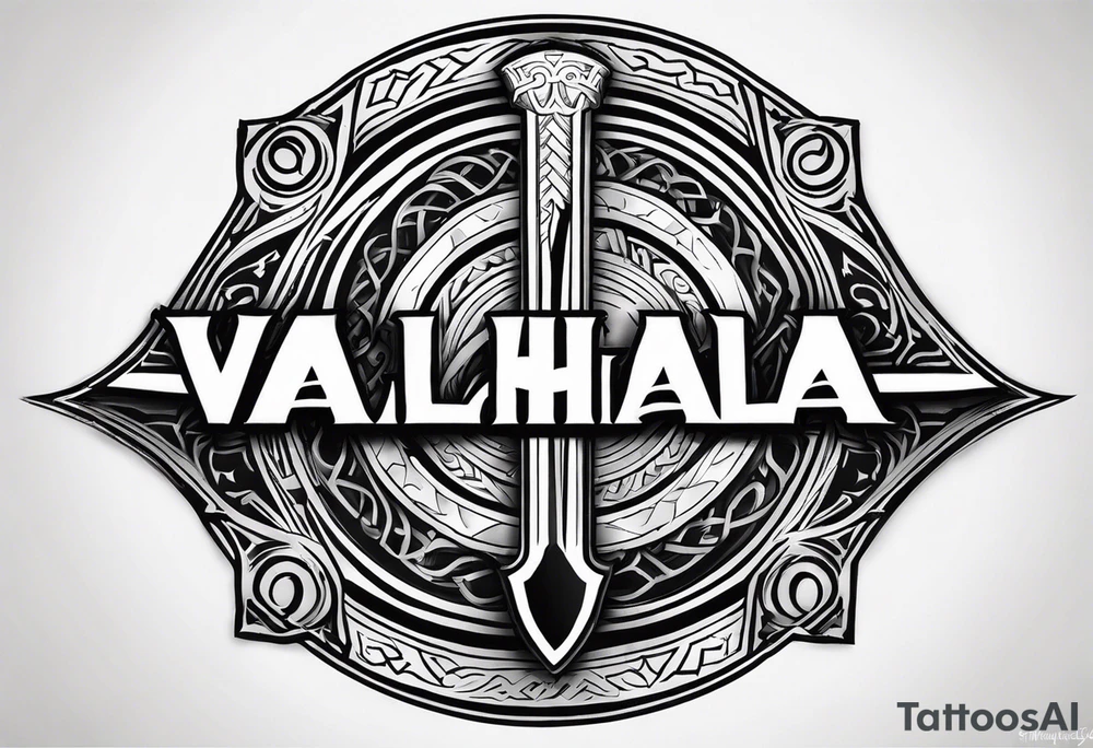 Valhalla sword shield steps tattoo idea