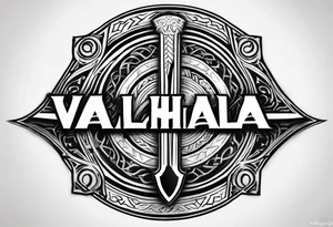 Valhalla sword shield steps tattoo idea