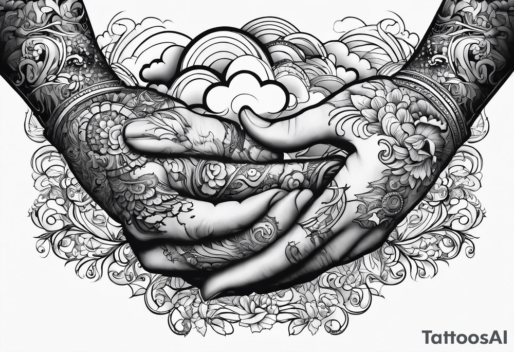 cloud, hands tattoo idea