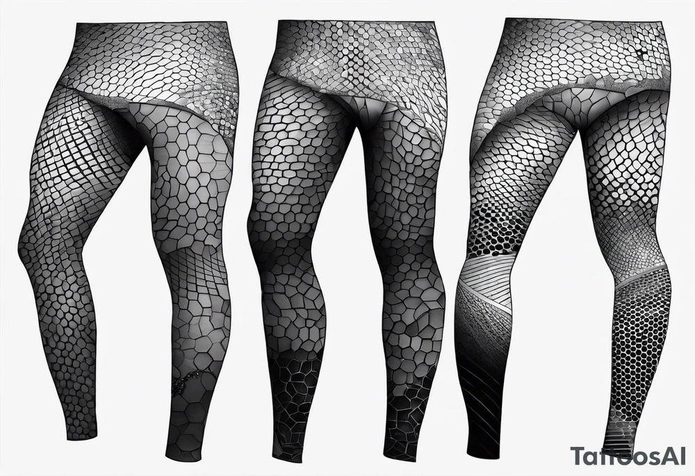 Honeycomb ocean full leg sleeve male tattoo idea